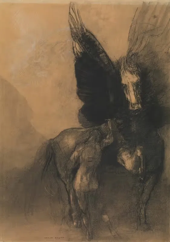 Pegasus and Bellerophon by Odilon Redon — digital art print download