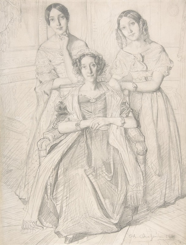 The Baroness Duperré and Her Daughters by Теодор Шассериу, 1841 — digital art print download