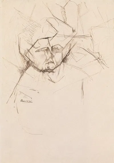 Analytical Study of a Woman's Head Against Buildings by Umberto Boccioni — digital art print download