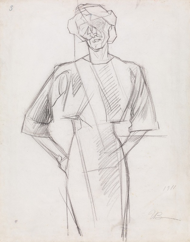 Study for Female Figure (Ines) by Умберто Боккьони, 1911 — digital art print download
