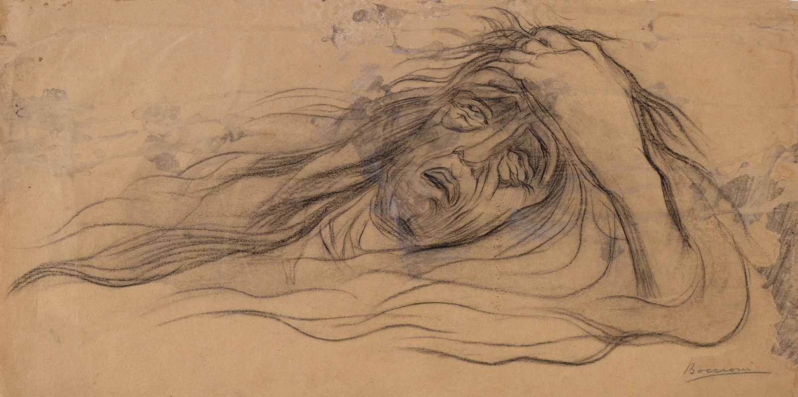 Study for 'The Dream – Paolo and Francesca' by Умберто Боккьони, 1910 — digital art print download