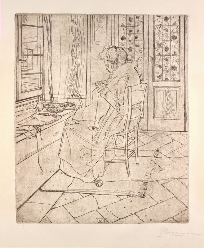 The Artist's Mother Crocheting — Umberto Boccioni