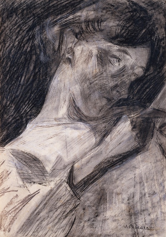 Young Woman Reading (Ines) by Умберто Боккьони — digital art print download