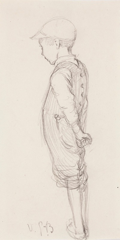 Boy Standing with Cap on His Head by Венни Солдан-Брофельдт — digital art print download