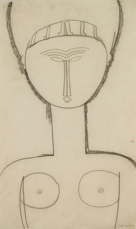Cariatide, vue de face, demi-figure by Амедео Модильяни, 1912 — digital art print download