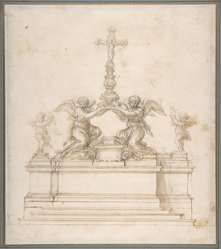 Design for an Altar with Kneeling Angels Supporting a Crucifix — Ciro Ferri