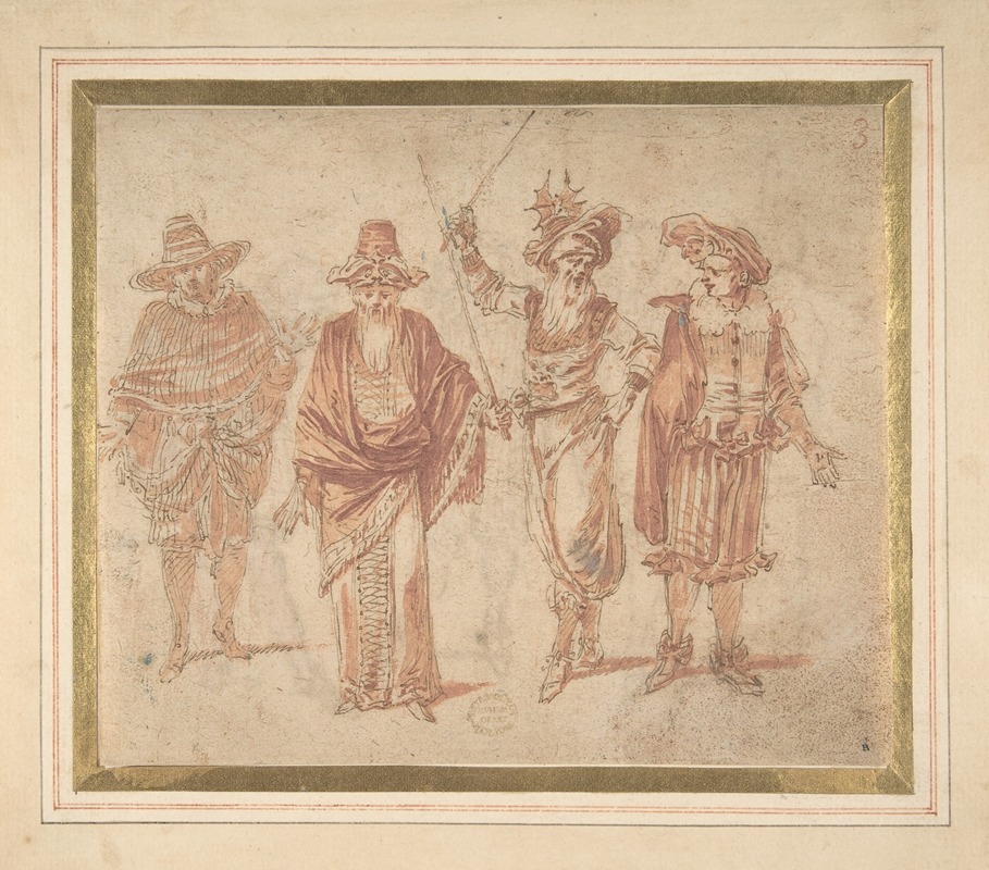 Figures in Theatrical Costumes — Claude Gillot
