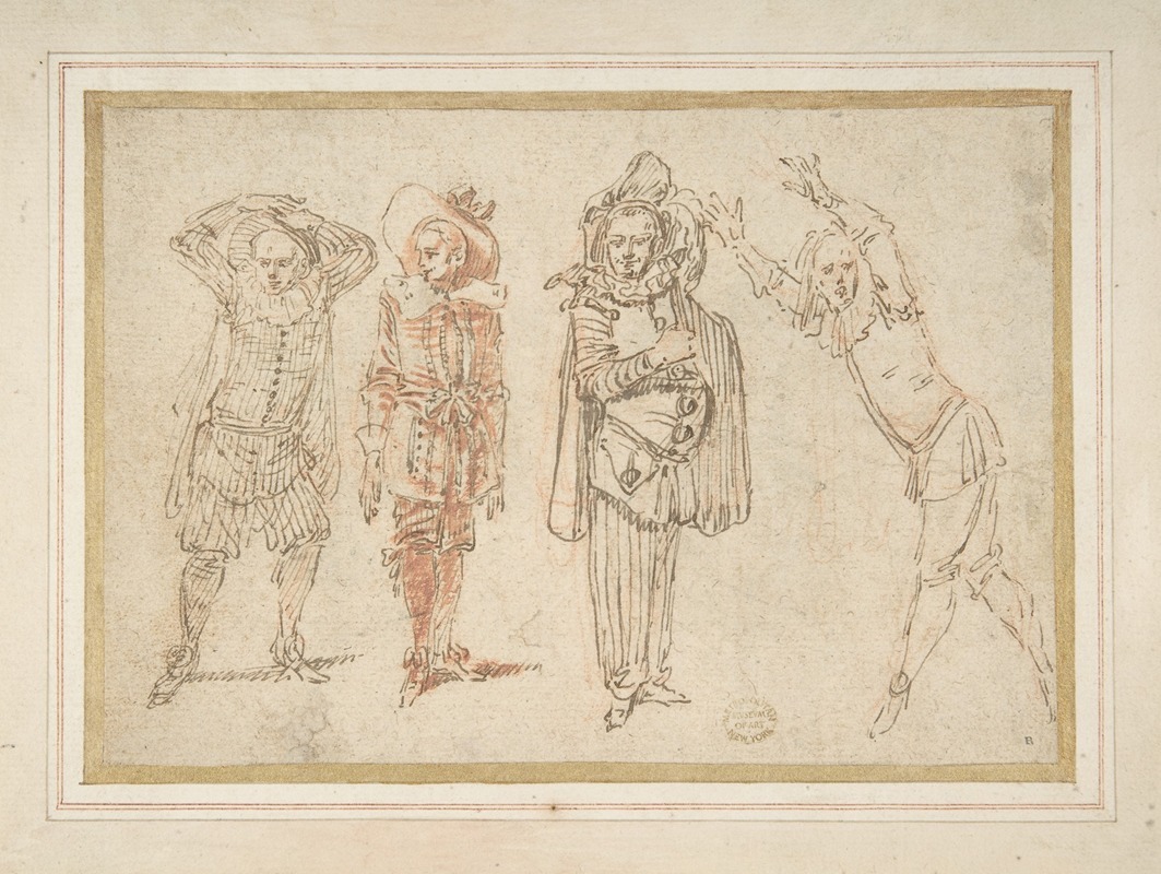 Figures in Theatrical Costumes — Claude Gillot