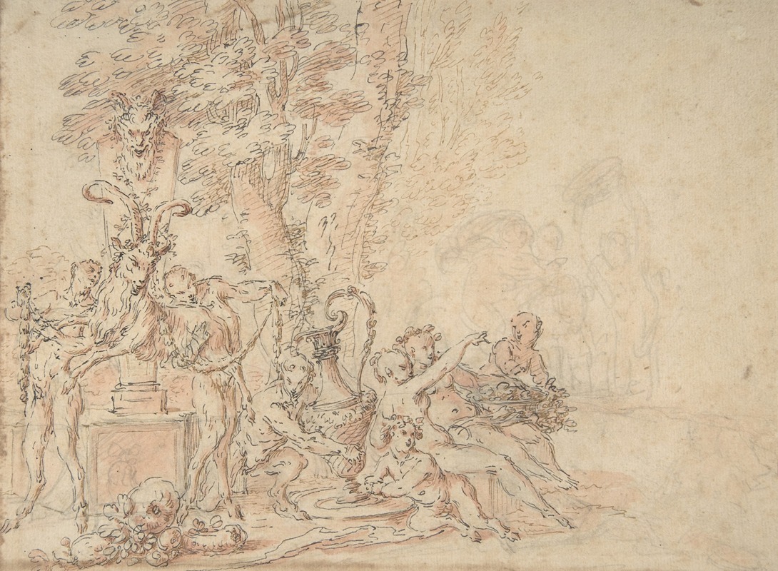 Satyrs Preparing for a Festival by Claude Gillot — digital art print download