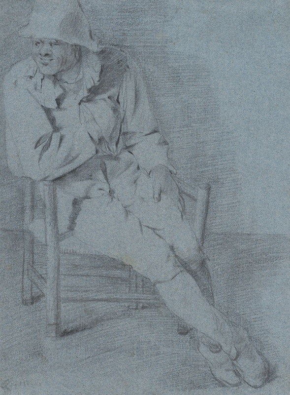 Study of a seated man, one hand resting inside his jacket — Cornelis Pietersz. Bega