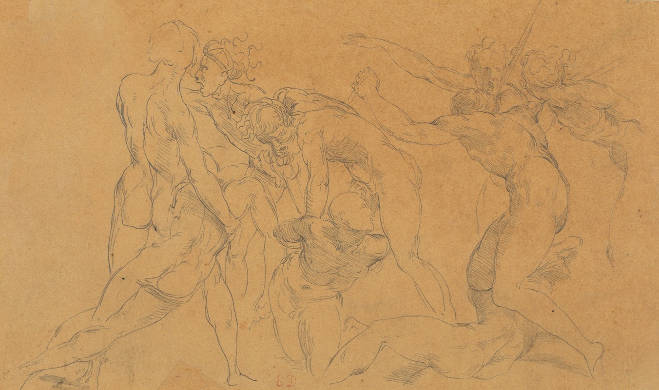 Battle Scene with a Prisoner Being Bound, after Raphael by Эжен Делакруа — digital art print download