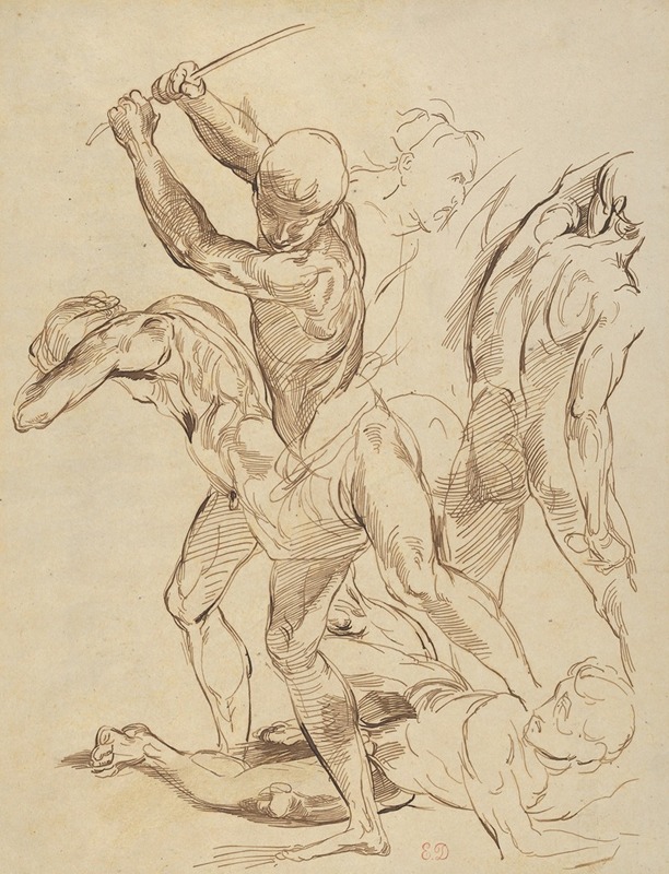 Combat of Nude Men, after Raphael — Eugène Delacroix