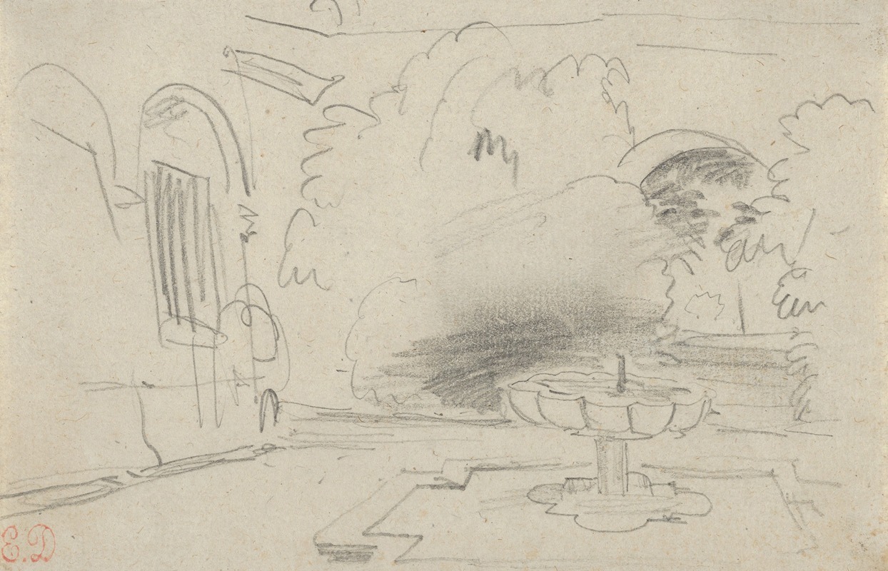 Courtyard with a Fountain by Эжен Делакруа, 1832 — digital art print download