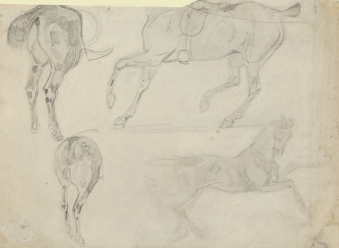Four Studies of Horses by Эжен Делакруа — digital art print download
