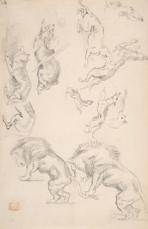Studies of Animals by Эжен Делакруа — digital art print download