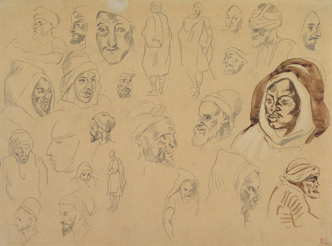 Studies of Arab Heads and Figures — Eugène Delacroix