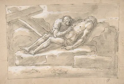 The Dead Christ Mourned by the Magdalen Who Venerates His Side Wound by Fortunato Duranti, 1787–1863 — digital art print…