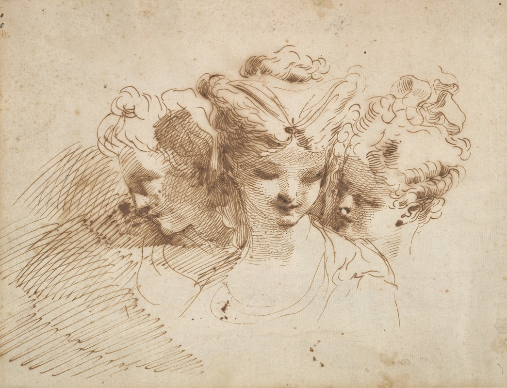 Three Female Heads by Гаэтано Гандольфи, 1734–1802 — digital art print download