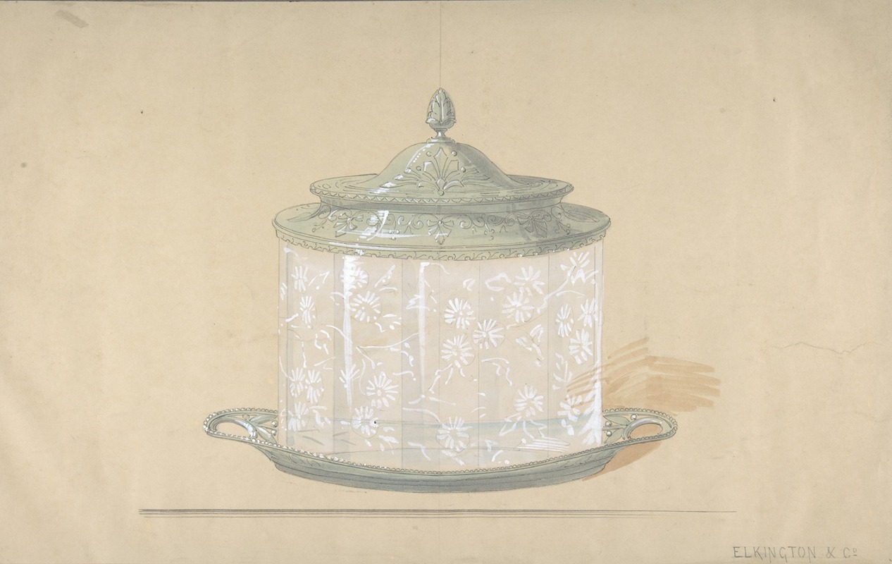 Design for a Glass Box with a Silver Base and Cover — George Richards Elkington