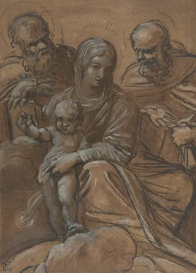 The Virgin and Child with Two Male Saints by Giacomo Cavedone, 1577–1660 — digital art print download
