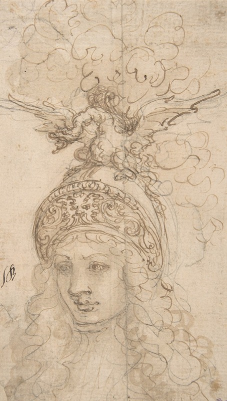 Design for a Helmet with a Dragon Presented in Frontal View — Giovanni Battista Foggini