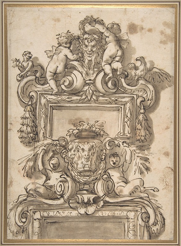 Design for an Overdoor Decoratio by Gregorio de' Ferrari — digital art print download