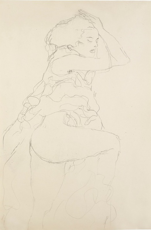 Nach rechts (semi-nude facing right) by Густав Климт — digital art print download