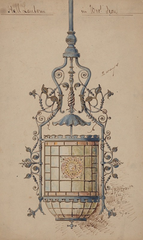 Wrought Iron Hall Lantern Design by J. B. B. Frost — digital art print download