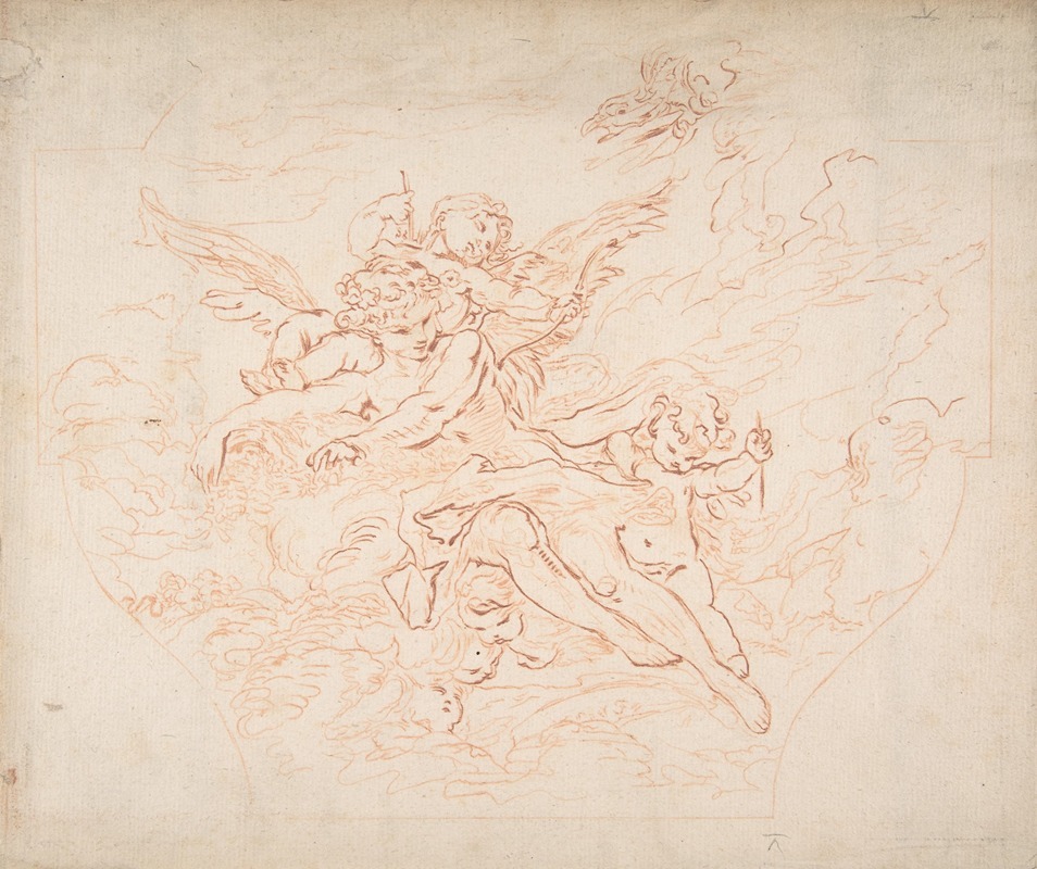 Preparatory Drawing of a Ceiling for Etching after Boucher Drawing — Jean Charles François