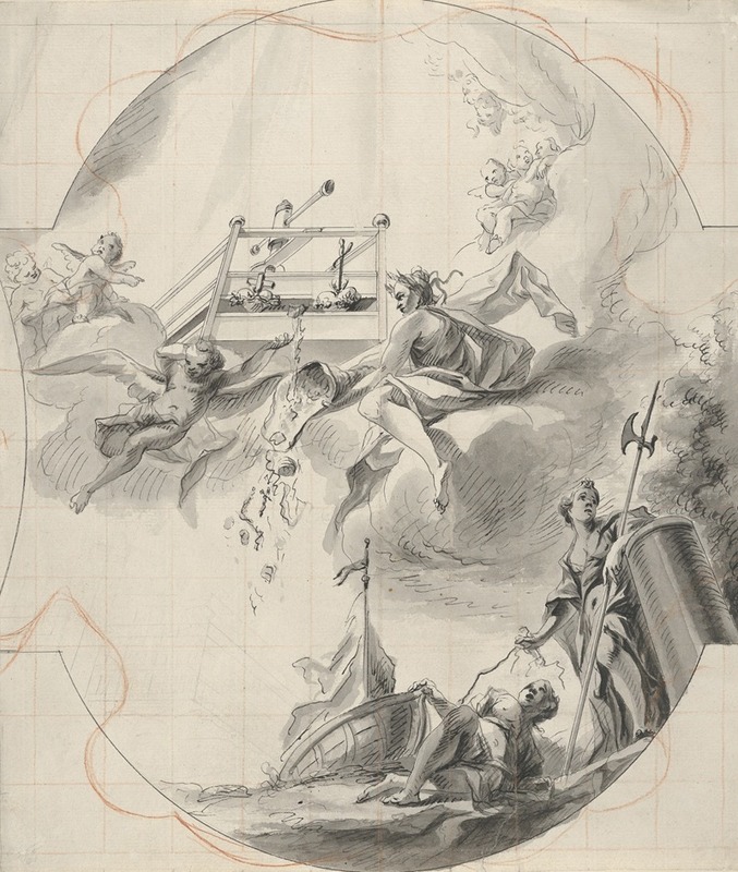 Ceiling Design with the Mystical Wine Press by Johann Georg Dieffenbrunner — digital art print download