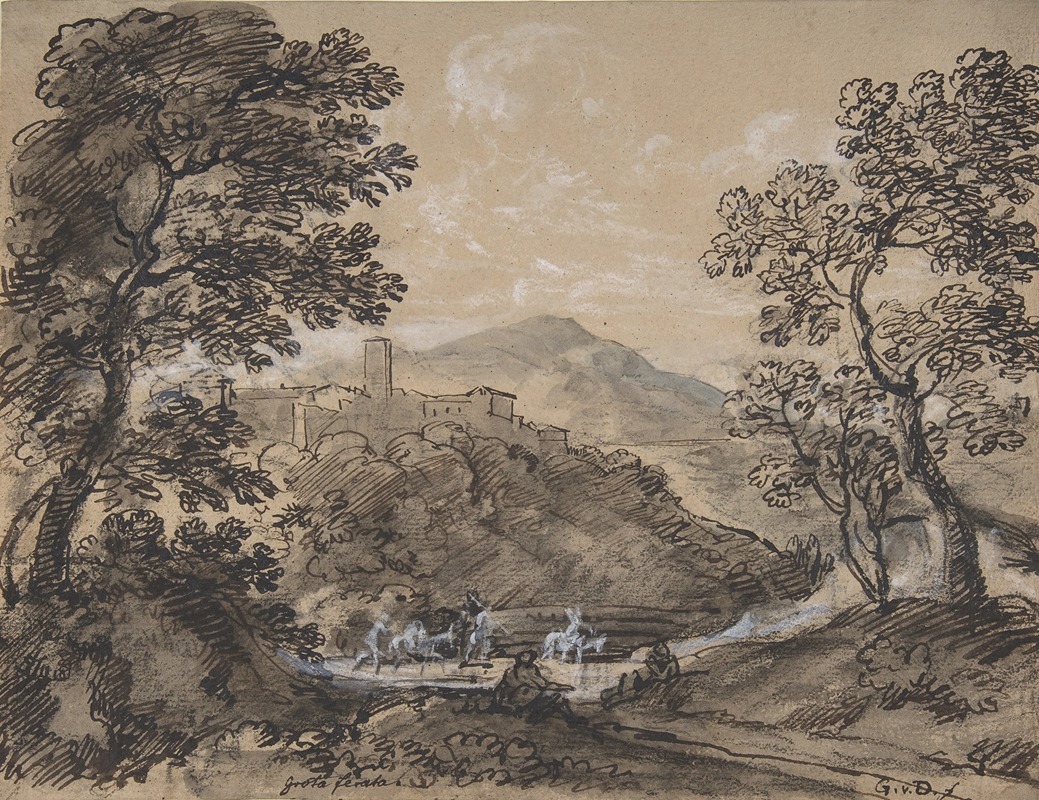 Hilly Landscape with Travellers by Иоганн Георг фон Диллис — digital art print download