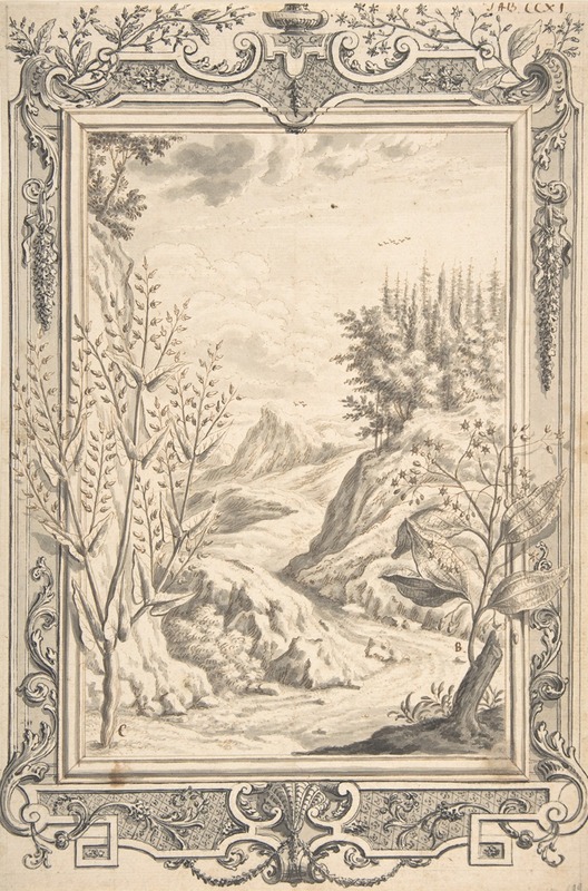 Landscape with Ornamental Frame by Johann Melchior Füssli — digital art print download