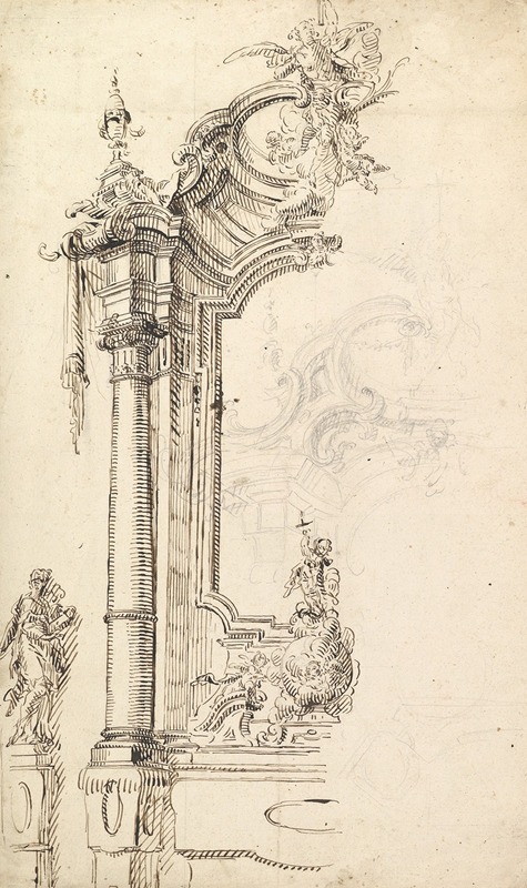 Study for an Altar with a Figure on a Raised Socle at Left — Joseph Anton Feuchtmayer