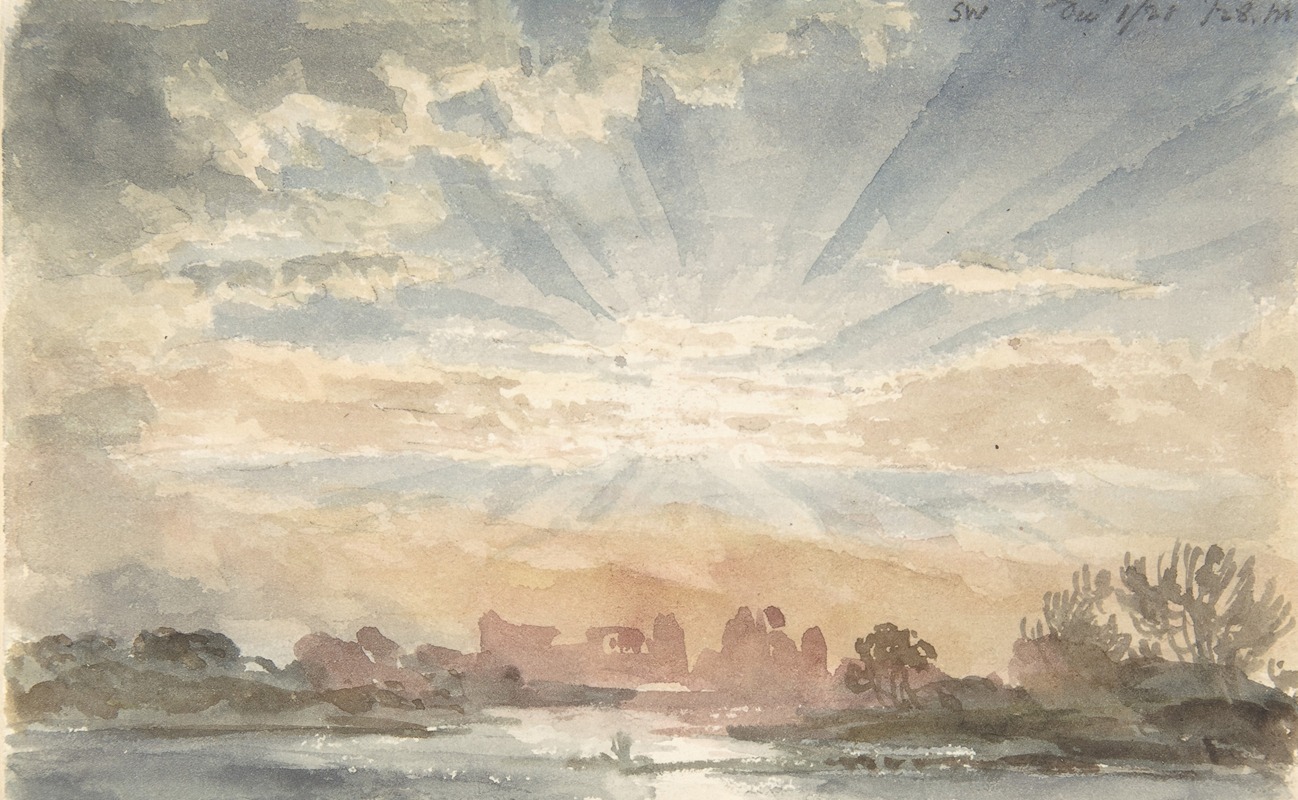 Landscape with Rising Sun by Джозеф Майкл Ганди, 1828 — digital art print download