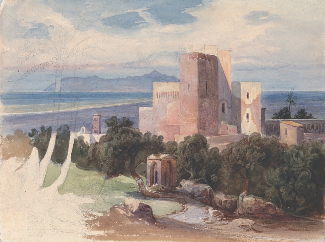 View on Terracina with Mount Circeo by Карл фон Блаас — digital art print download