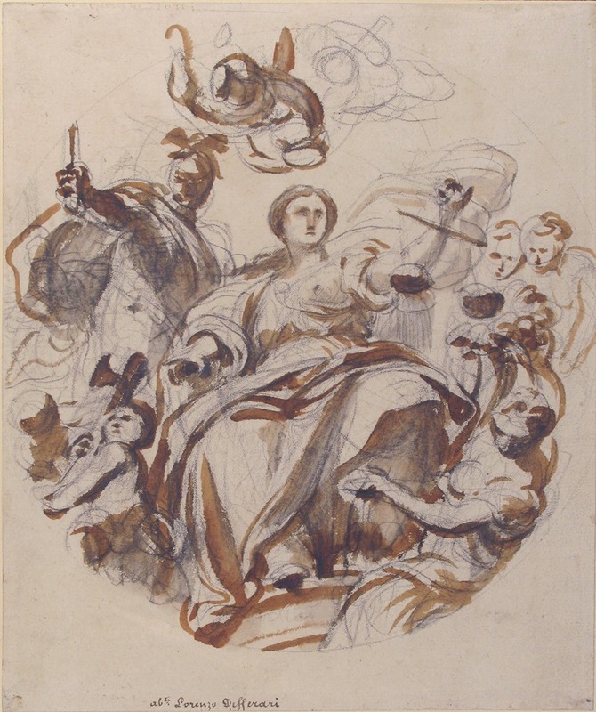 Study of a Lunette and Spandrel — Lorenzo De' Ferrari