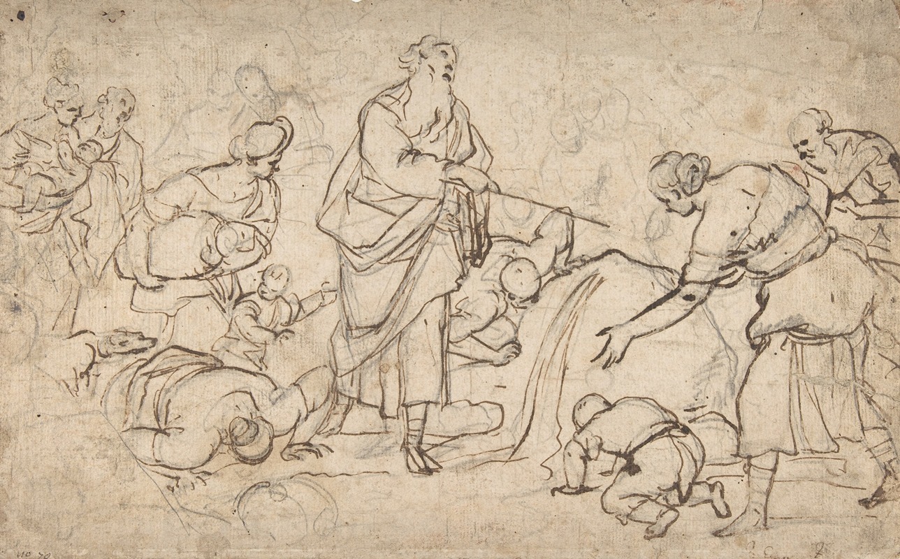 Moses Striking the Rock by Лука Джордано, 1634–1705 — digital art print download