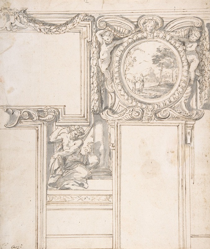 Design Wall Elevation with Stucco and Painted Decorations by Luigi Garzi, 1708 — digital art print download