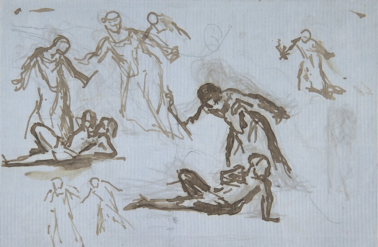 Sheet of figure studies by Нарцисс-Виржиль Диаз де Ла Пенья — digital art print download