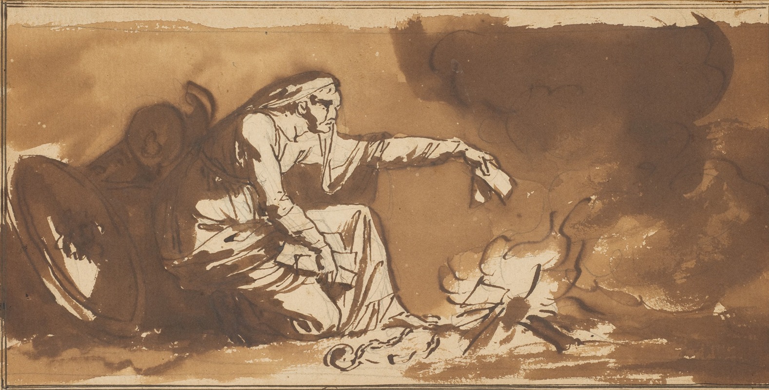 An Old Woman Burning Papers by Николай Абильдгорд — digital art print download