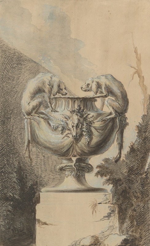 Design for a Garden Vase with Hunting Theme — Paul Egell