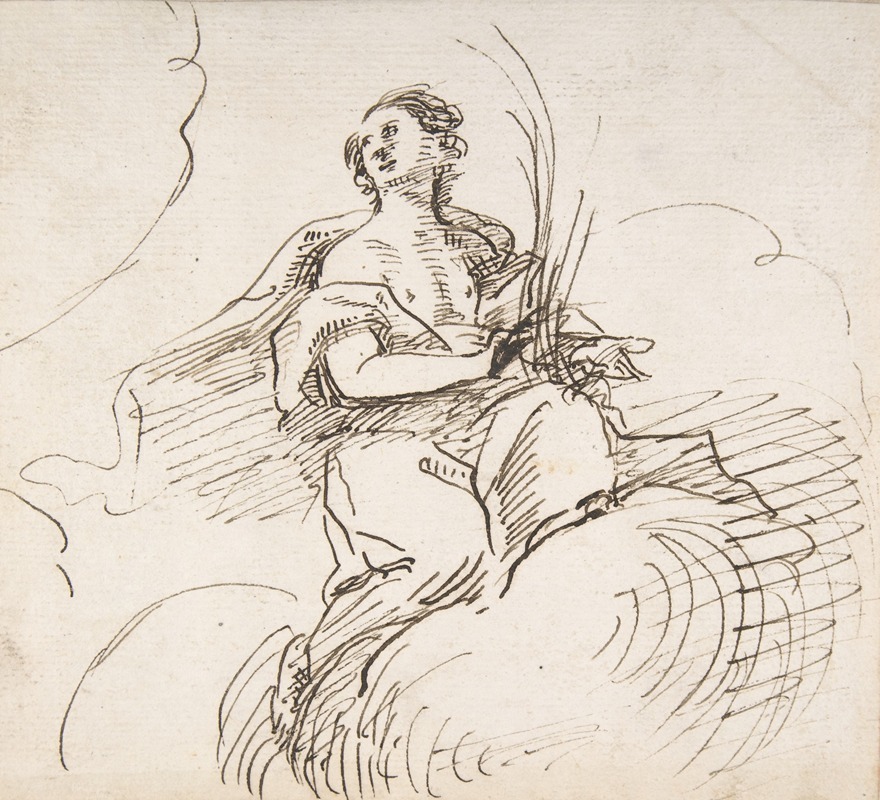 Angel with Palm Seated on Clouds by Pedro Duque y Cornejo — digital art print download