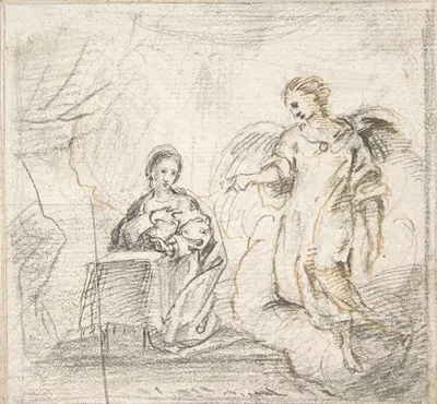 The Annunciation (Angel Approaching From the Right) by Pedro Duque y Cornejo, 1700–1750 — digital art print download