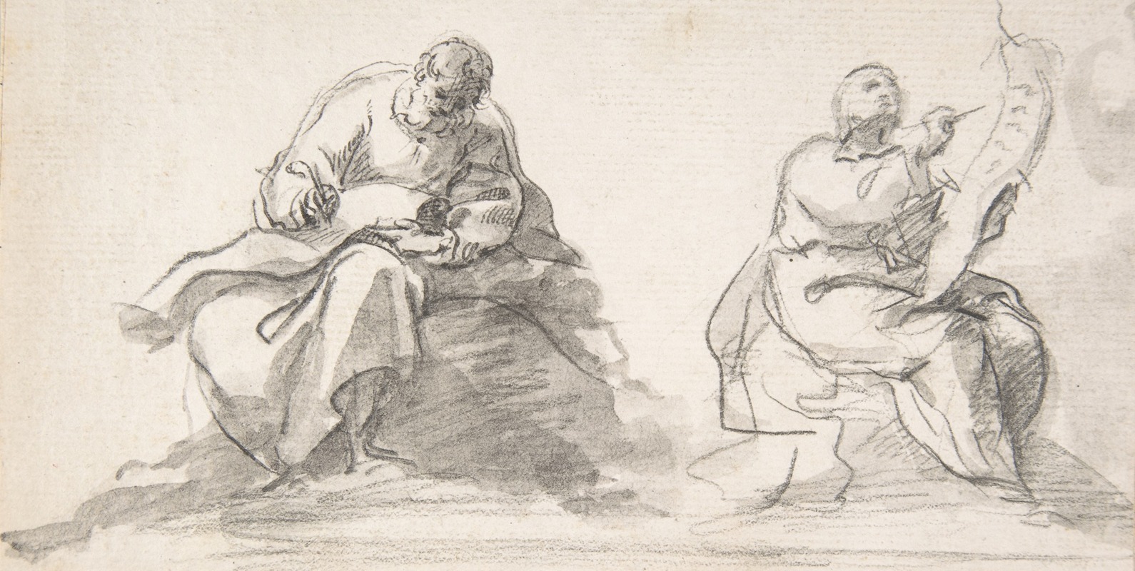 Two Figures of Evangelists Writing — Pedro Duque y Cornejo