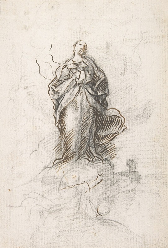 Virgin of the Immaculate Conception Standing on Clouds by Pedro Duque y Cornejo, 1700–1750 — digital art print download