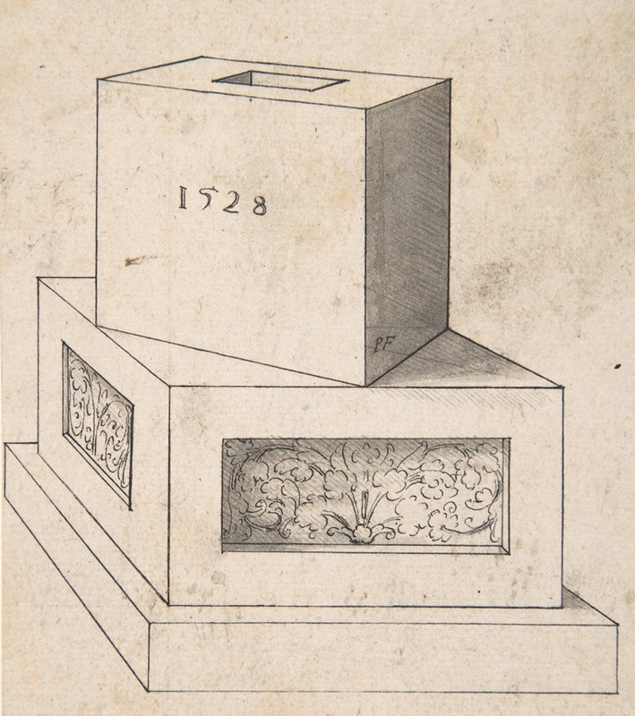 Perspectival Drawing of a Column Base with Cube by Петер Флётнер, 1528 — digital art print download