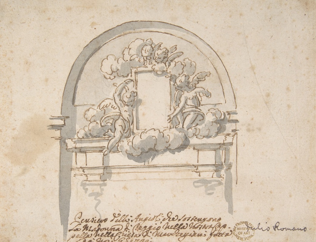 Angels Supporting a Frame by Пьер Леоне Гецци, 1674–1755 — digital art print download