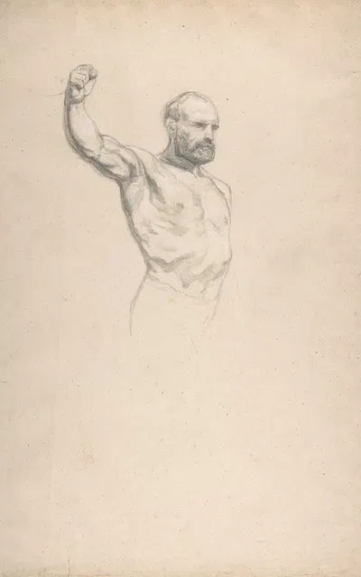 Bearded, bare-chested male figure, study for 'The Horse Fair' by Роза Бонёр — digital art print download