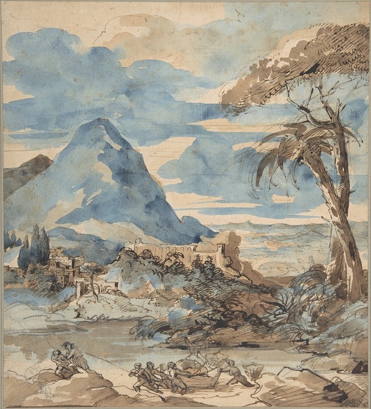 Landscape with Fishermen by Теодор Жерико, 1818 — digital art print download