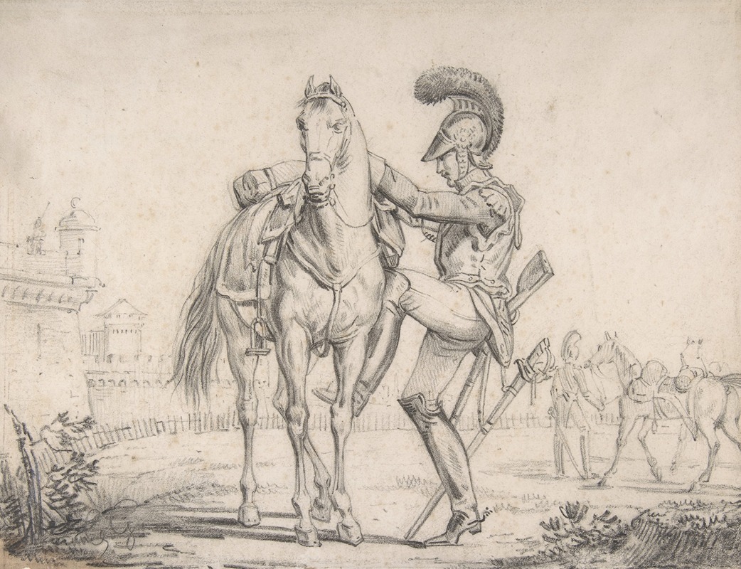 Soldier Mounting a Horse by Теодор Жерико, 1808 — digital art print download
